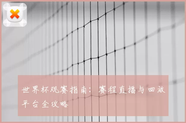 世界杯观赛指南:赛程直播与回放平台全攻略